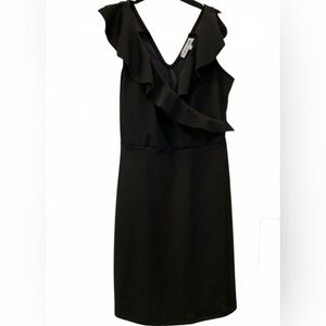 The Vanity Room Black Ruffle Slip-On Dress - XS